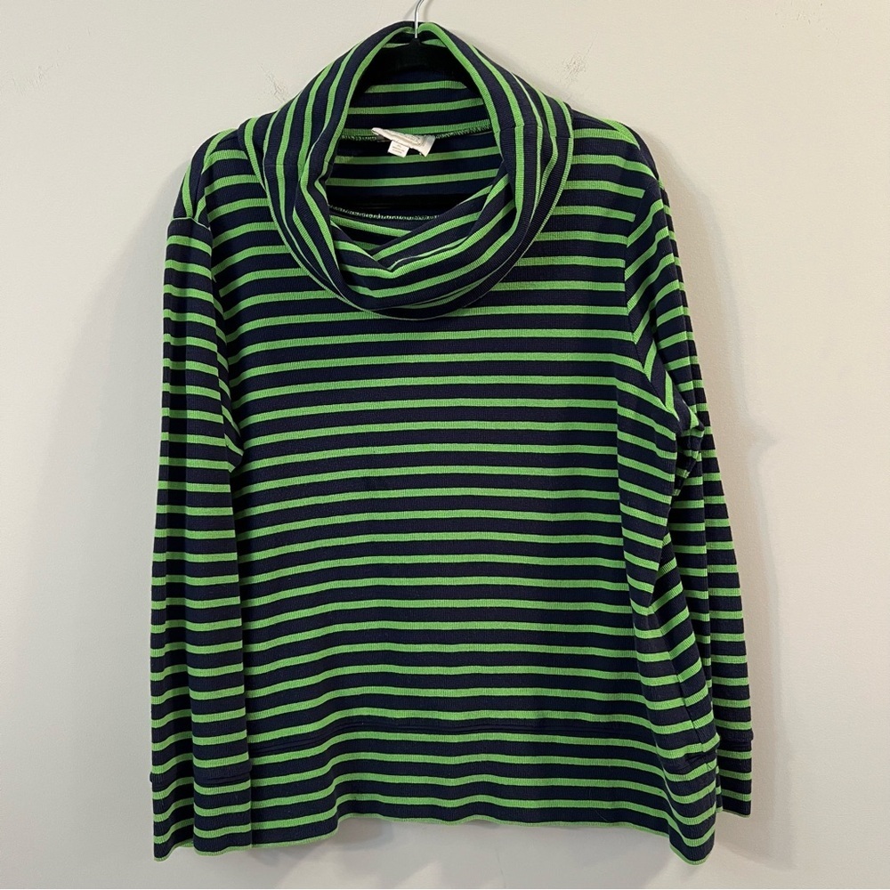 Women’s Sail to Sable green Striped Cowl Neck Sweater size XL